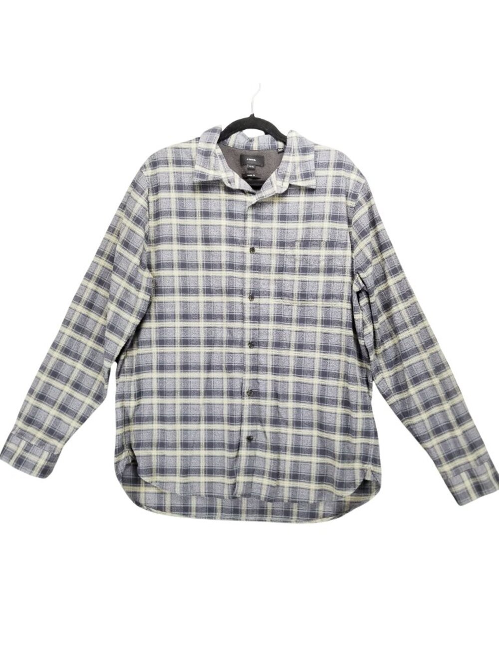 Vince Shirt Mens Large Gray Plaid Lined Flannel Button Up Classic Fit Shacket *R - Picture 1 of 10
